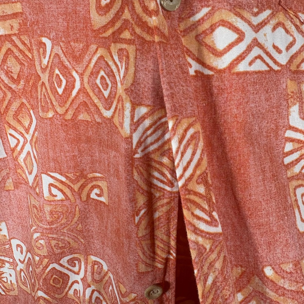 Quiksilver Shirt Mens Large Orange Waterman Collection Aloha Tribal Beach Summer - Picture 3 of 10